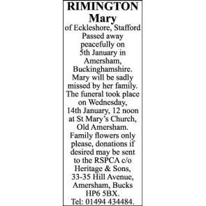 Photo of MARY Rimington