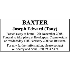 Photo of JOSEPH EDWARD BAXTER