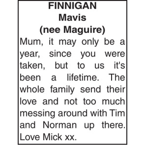 Notice Gallery for Mavis FINNIGAN