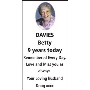 Notice Gallery for Betty DAVIES