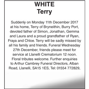 Notice Gallery for Terry WHITE