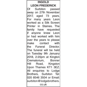 Photo of LEON FREDERICK INGOLD