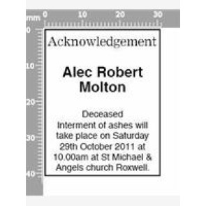 Photo of Molton Alec Robert Deceased