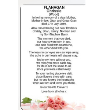 Photo for notice Chrissie FLANAGAN